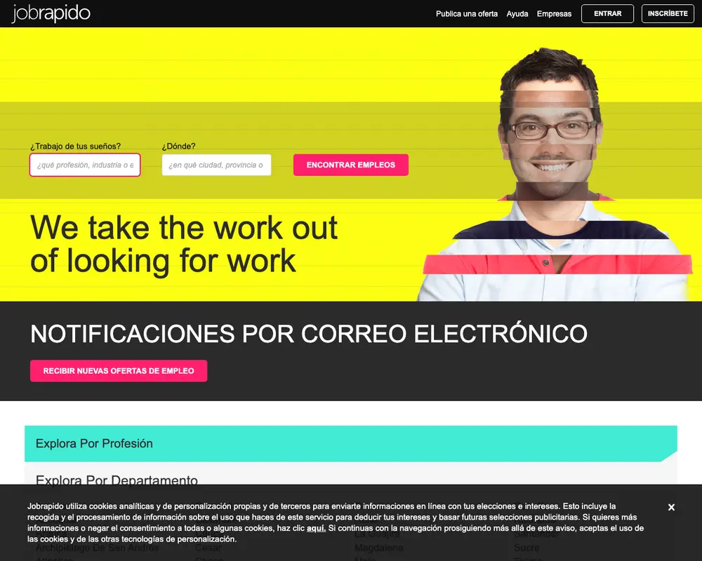 Jobrapido job board platform screenshot showing job search interface