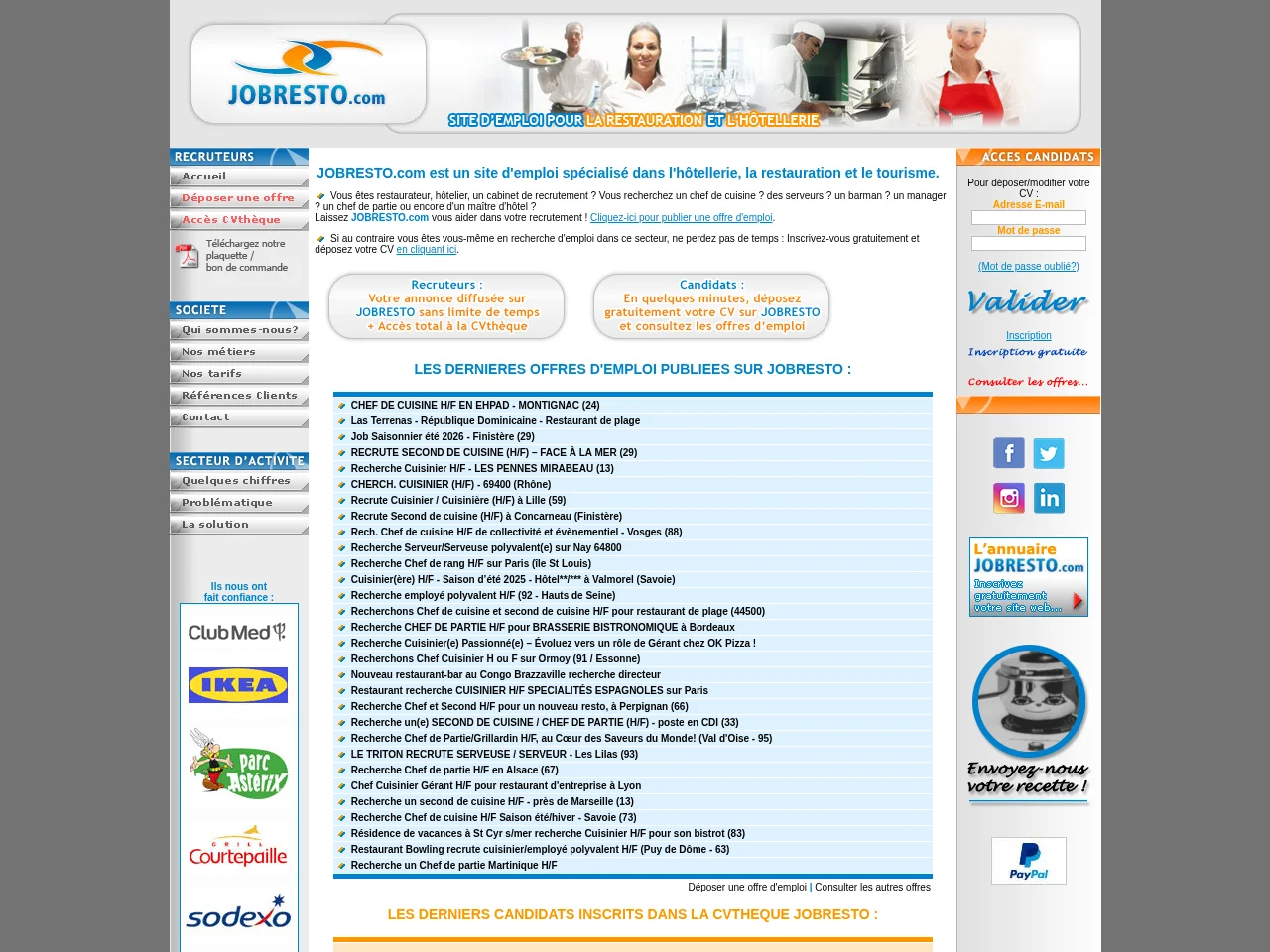 JOBRESTO.com job board platform screenshot showing job search interface