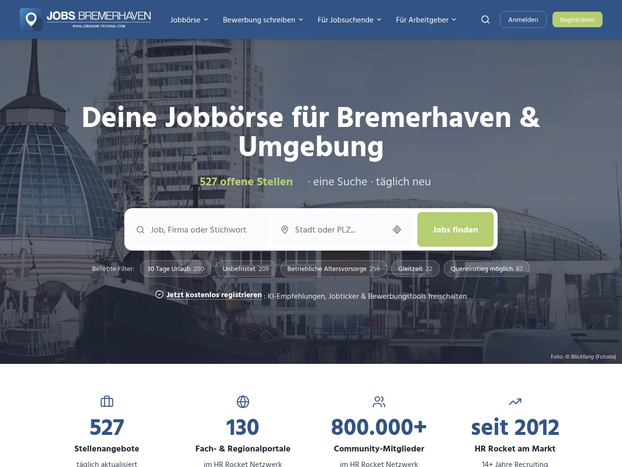 Jobs Bremerhaven website screenshot