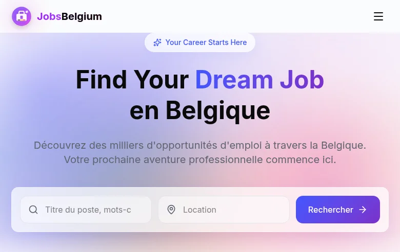 Jobs in Belgium screenshot Jobs in Belgium job board platform screenshot showing job search interface