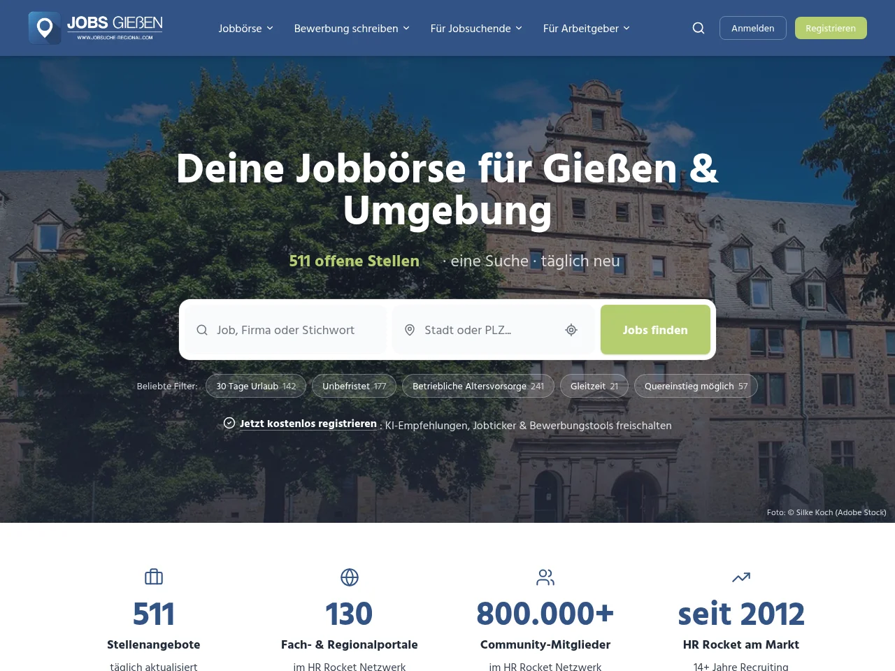 Jobs Gießen website screenshot