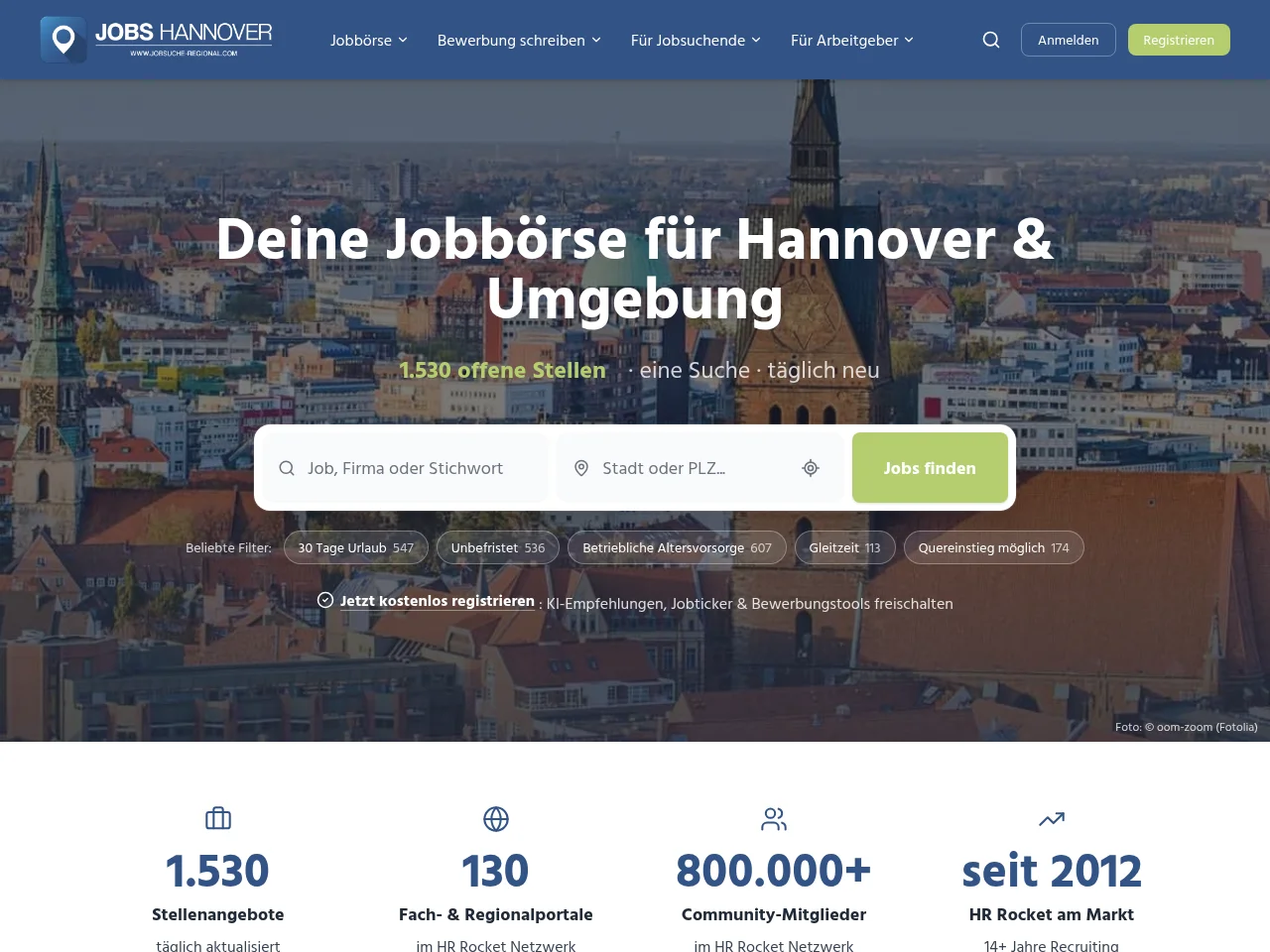 Jobs Hannover website screenshot