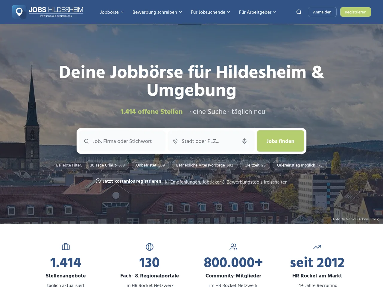 Jobs Hildesheim website screenshot