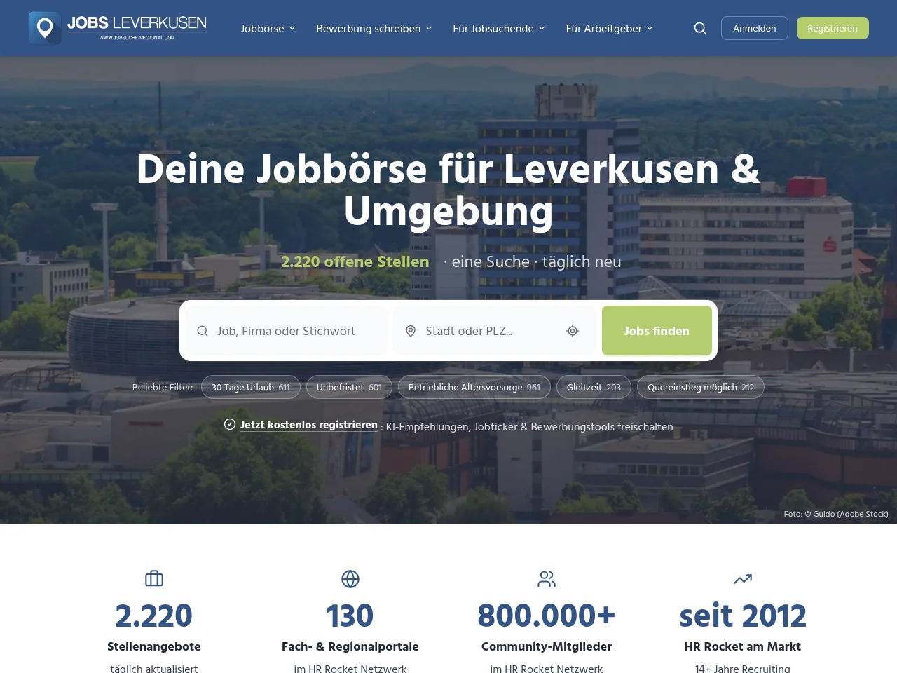Jobs Leverkusen website screenshot