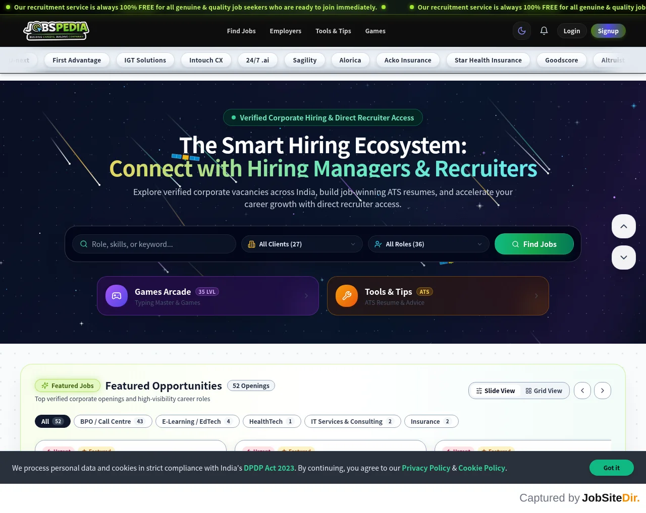 Jobs-Pedia website screenshot