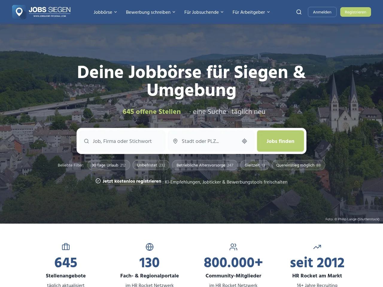 Jobs Siegen website screenshot