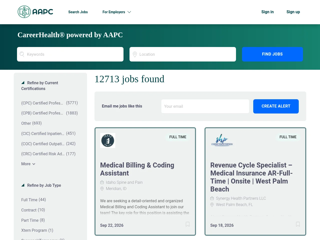 Healthcare Careers screenshot Healthcare Careers job board platform screenshot showing job search interface