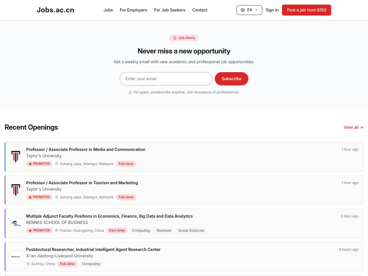 Jobs.ac.cn screenshot Jobs.ac.cn job board platform screenshot showing job search interface
