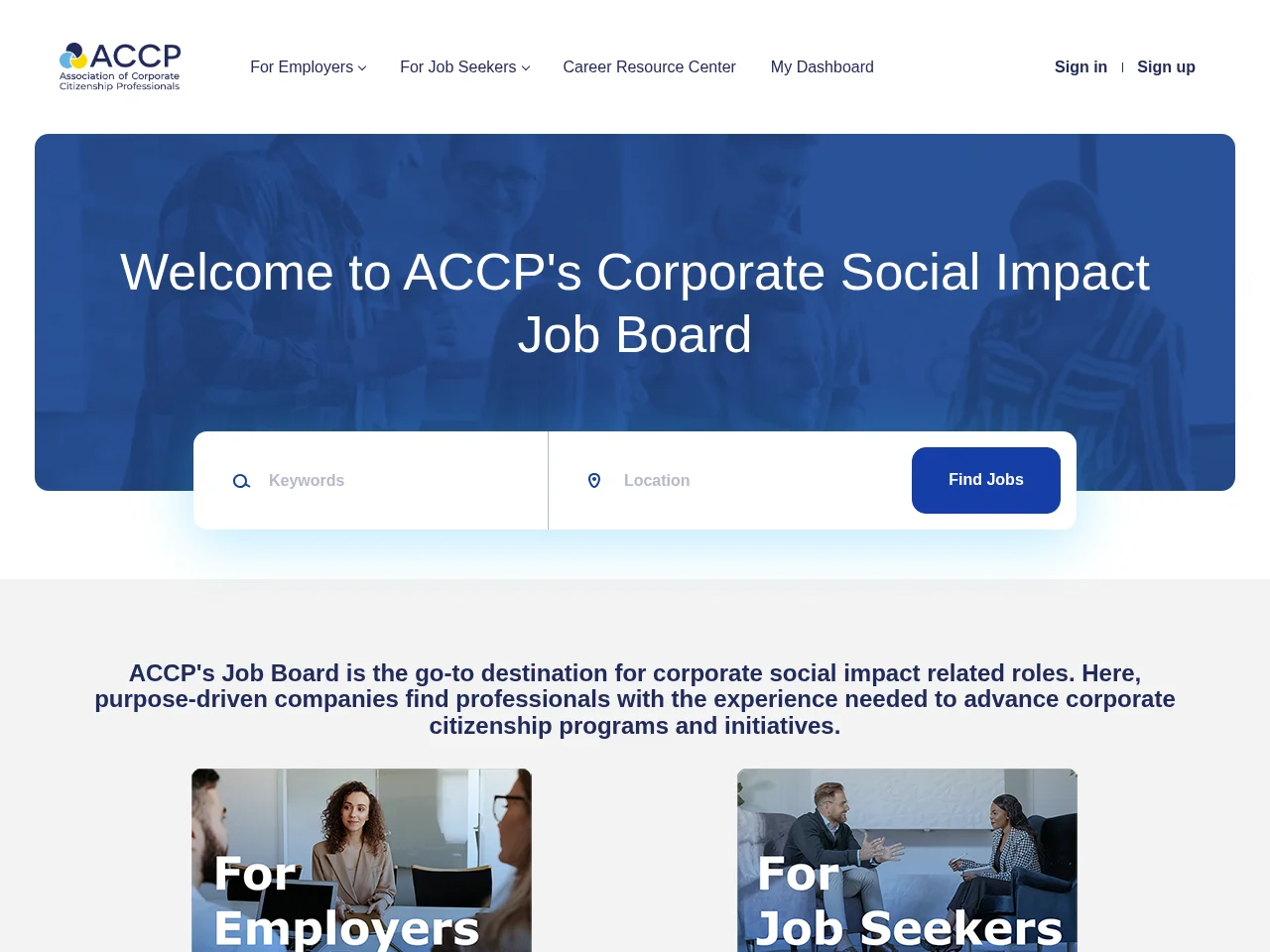 ACCP Job Center screenshot ACCP Job Center job board platform screenshot showing job search interface
