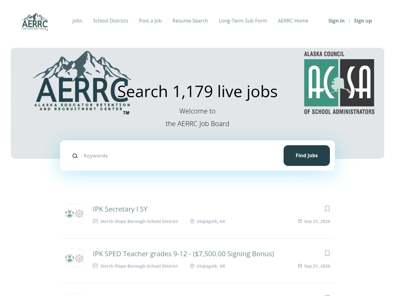 AERRC Job Board screenshot AERRC Job Board job board platform screenshot showing job search interface