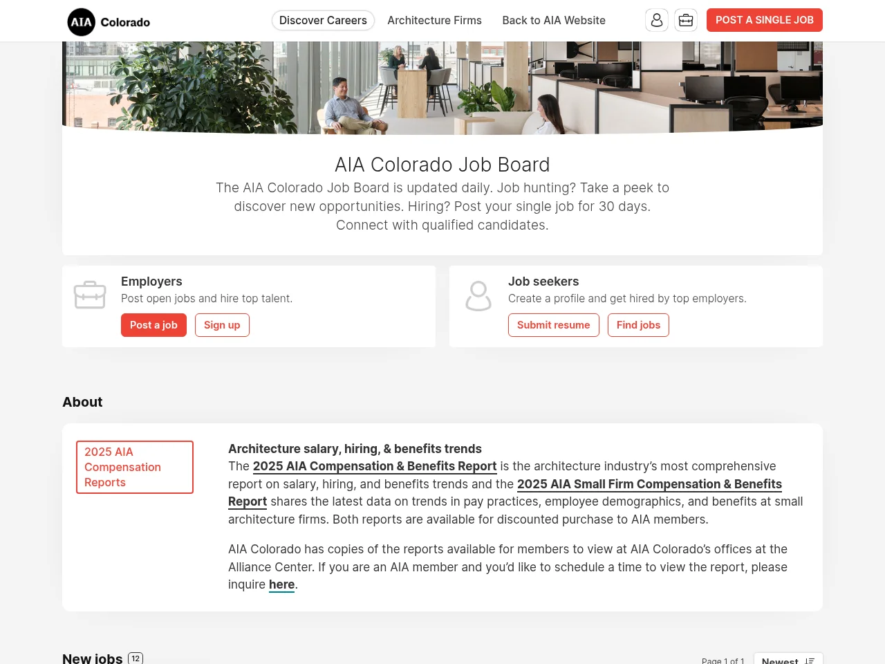 AIA Colorado Job Board screenshot AIA Colorado Job Board job board platform screenshot showing job search interface