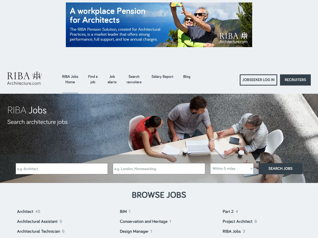 RIBA Jobs screenshot RIBA Jobs job board platform screenshot showing job search interface