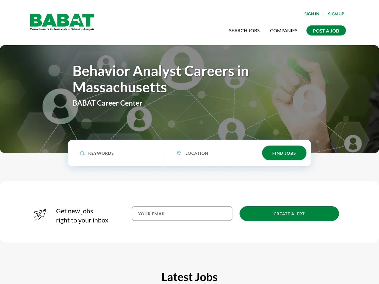 BABAT Career Center job board platform screenshot showing job search interface