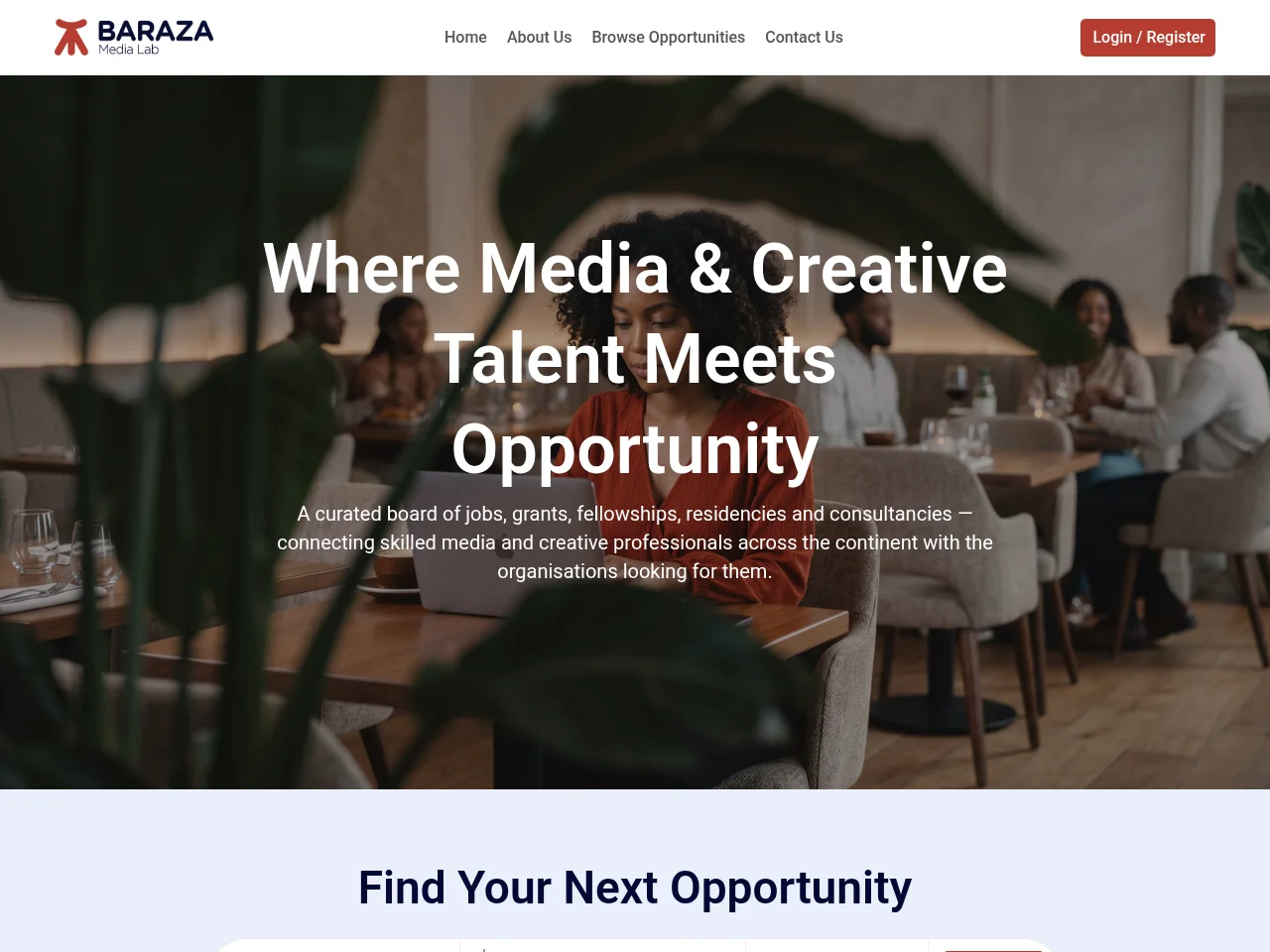 BML Opportunity Board job board platform screenshot showing job search interface