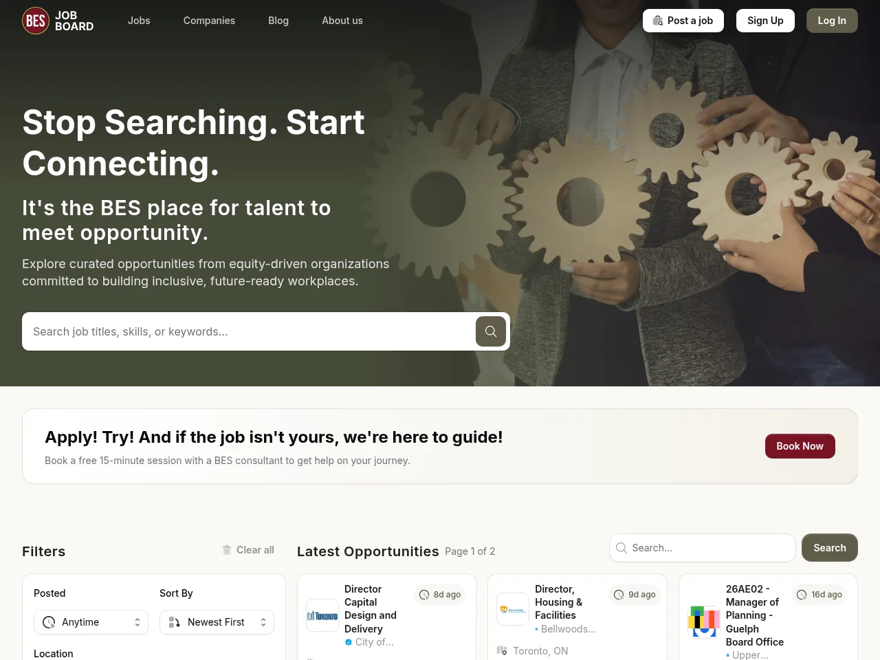 BES Job Board job board platform screenshot showing job search interface
