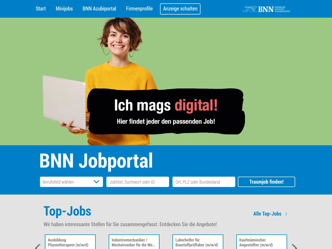 BNN Jobportal screenshot BNN Jobportal job board platform screenshot showing job search interface