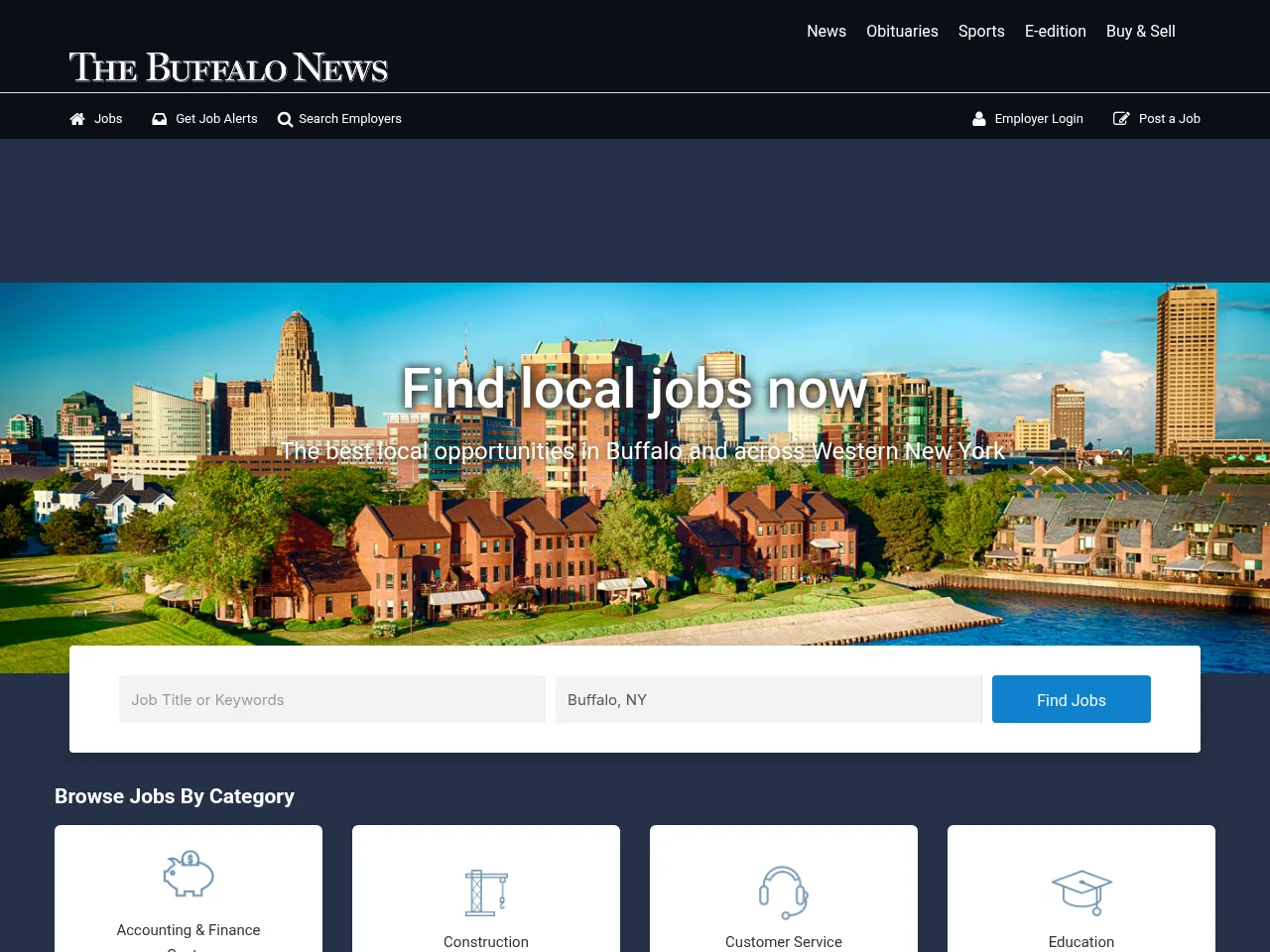 The Buffalo News Job Board job board platform screenshot showing job search interface