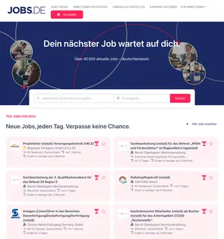 JOBS.DE platform preview