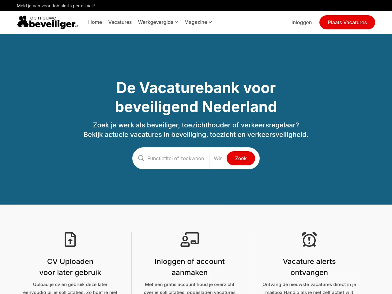 De Nieuwe Beveiliger screenshot De Nieuwe Beveiliger job board platform screenshot showing job search interface