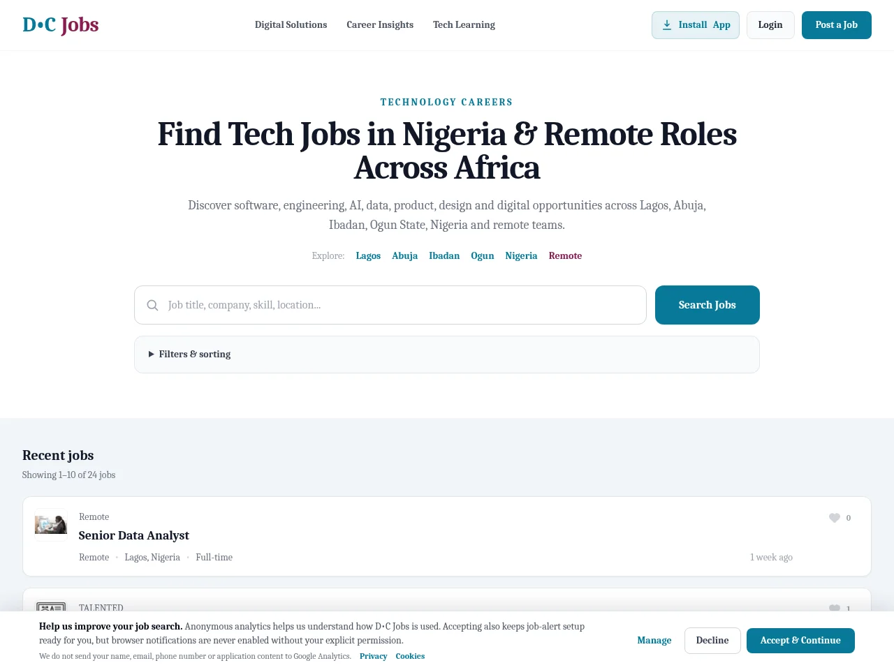 Dev Champions Jobs screenshot Dev Champions Jobs job board platform screenshot showing job search interface