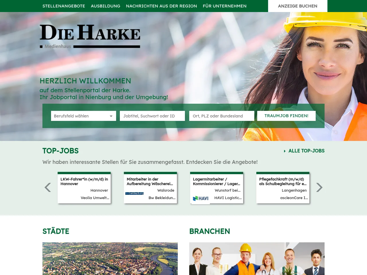 DIE HARKE job board platform screenshot showing job search interface
