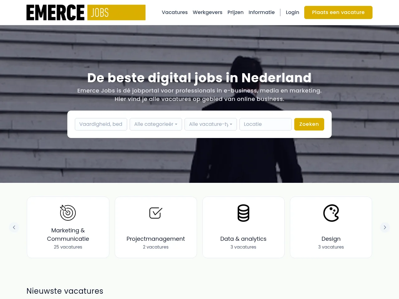 Emerce Jobs screenshot Emerce Jobs job board platform screenshot showing job search interface