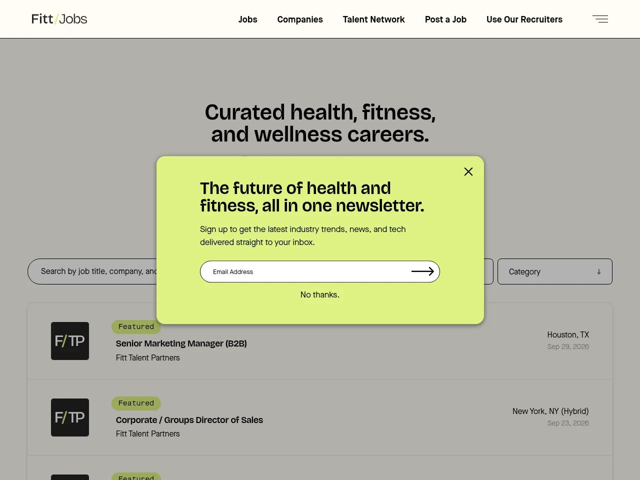 Fitt Jobs screenshot Fitt Jobs job board platform screenshot showing job search interface