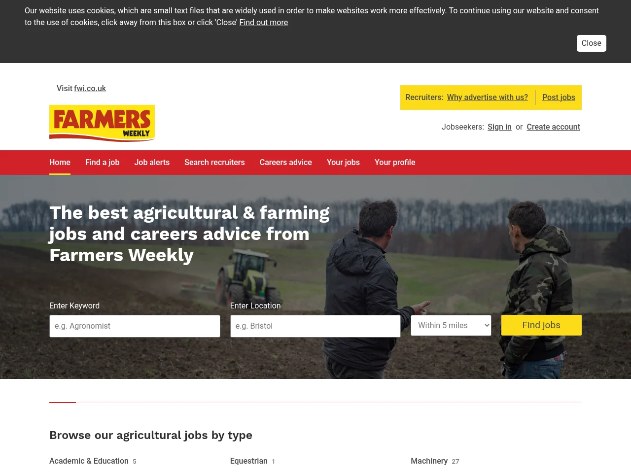 Farmers Weekly Jobs screenshot Farmers Weekly Jobs job board platform screenshot showing job search interface