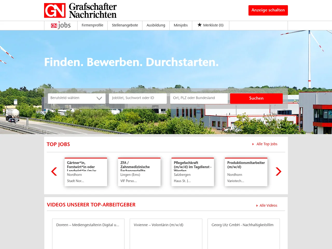 GN-Jobs job board platform screenshot showing job search interface