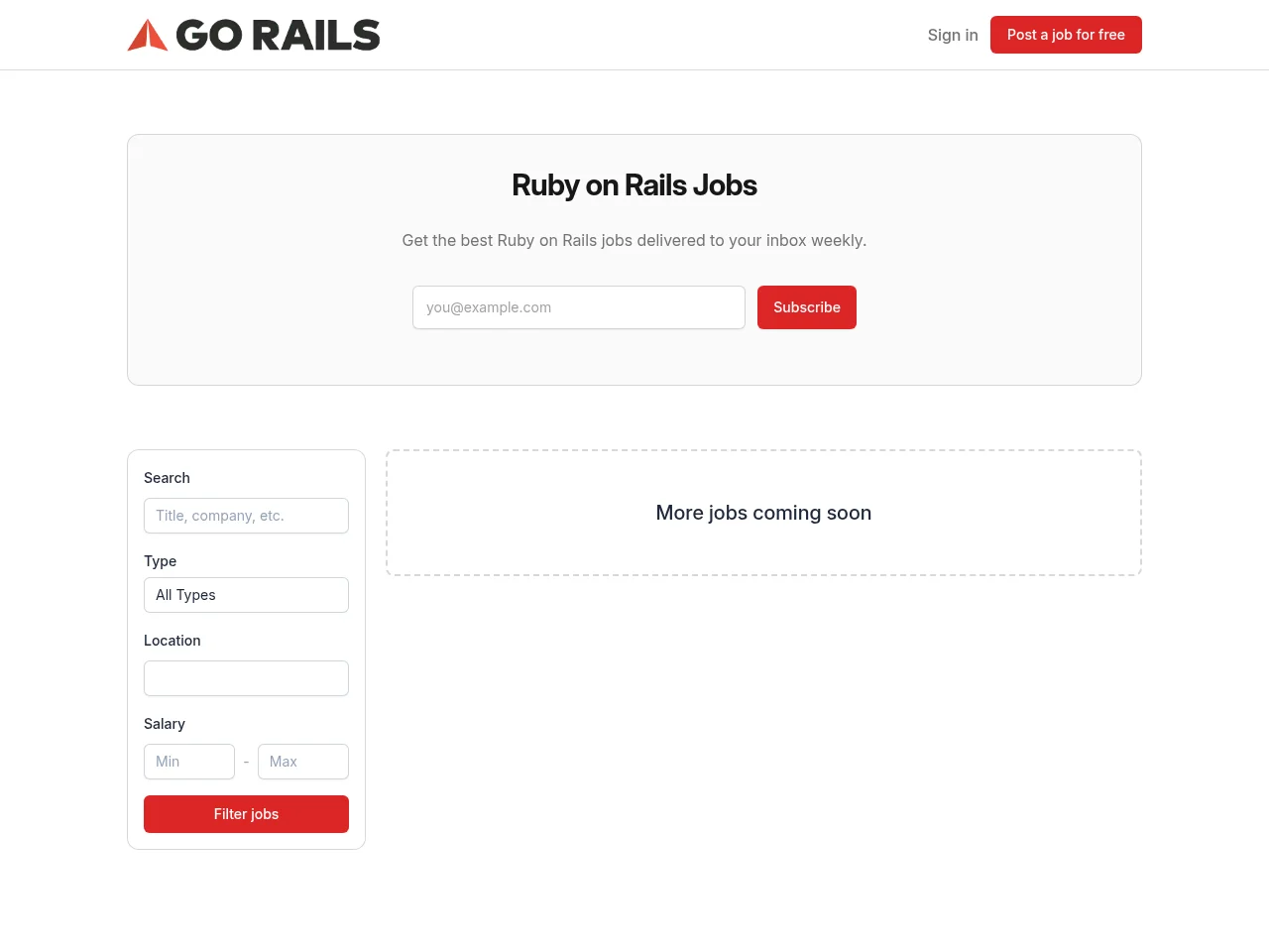 Ruby on Rails Job Board screenshot Ruby on Rails Job Board job board platform screenshot showing job search interface
