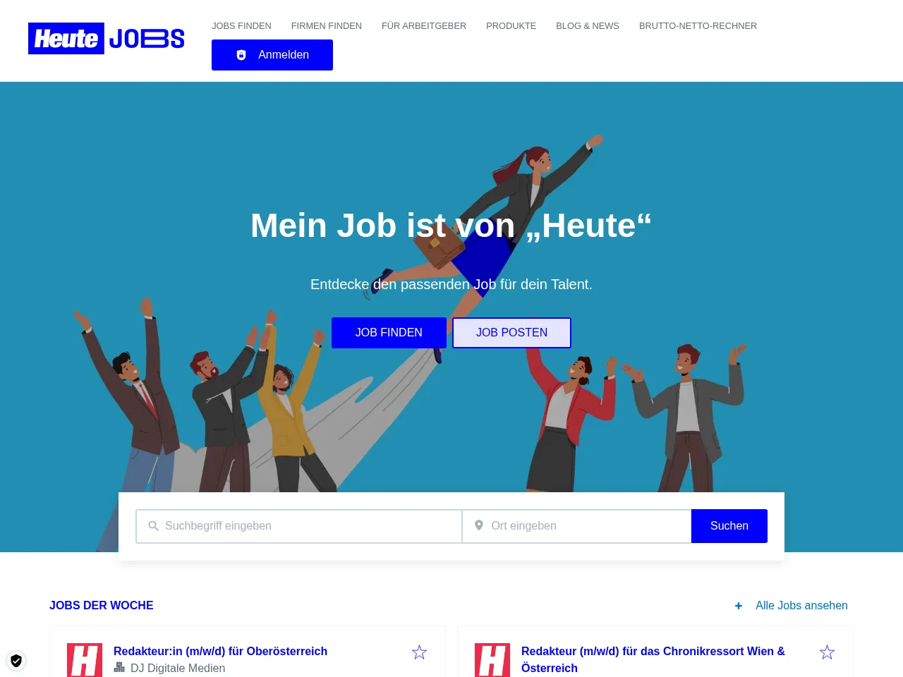 Heute-Jobs job board platform screenshot showing job search interface