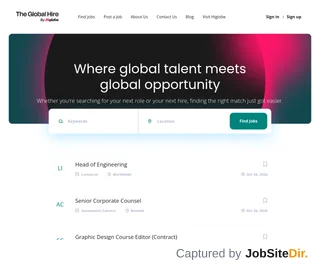 The Global Hire by Higlobe platform preview