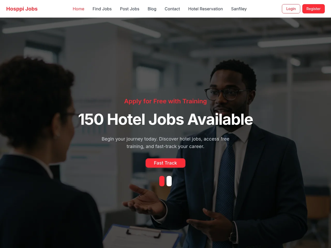 Hosppi Jobs job board platform screenshot showing job search interface
