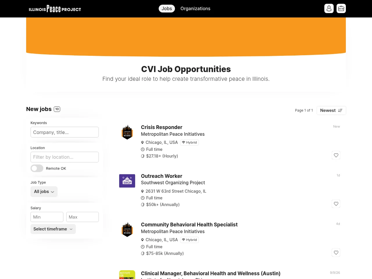 CVI Job Opportunities screenshot CVI Job Opportunities job board platform screenshot showing job search interface