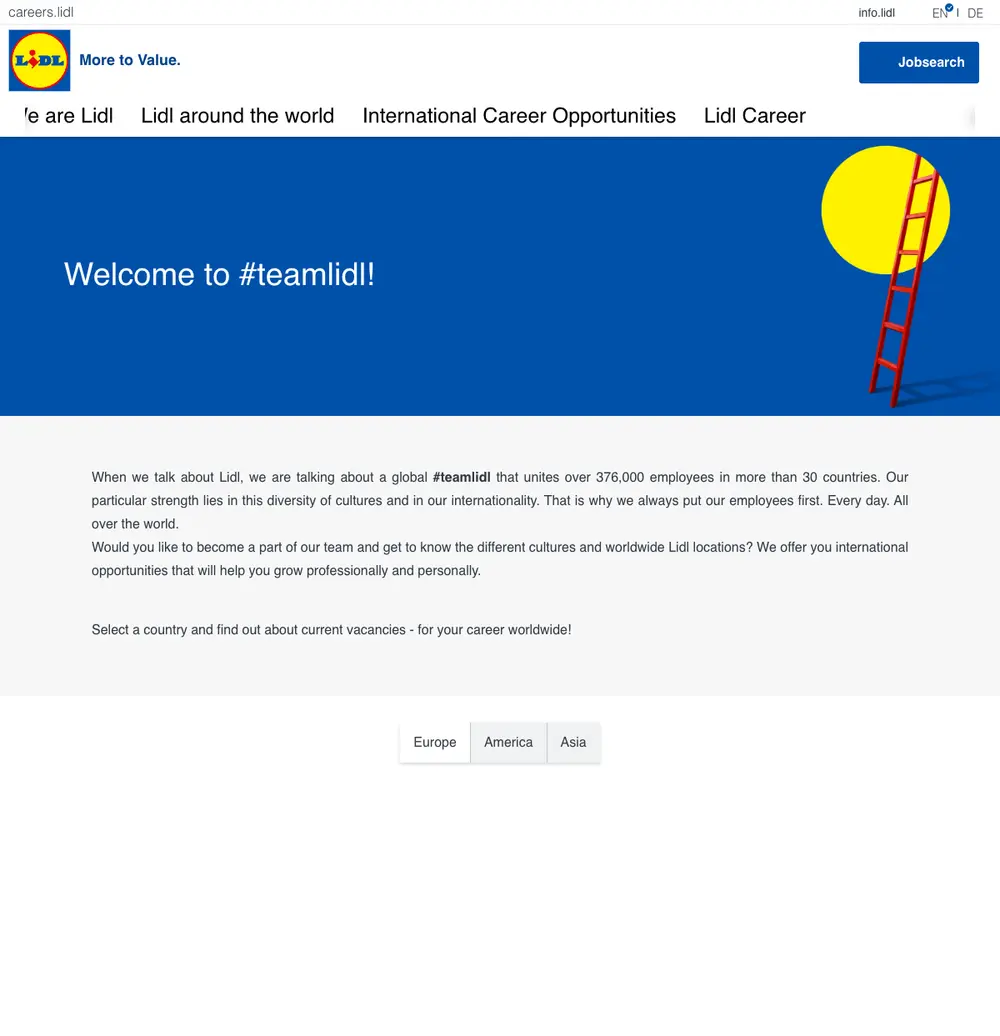LIDL Jobs screenshot LIDL Jobs job board platform screenshot showing job search interface