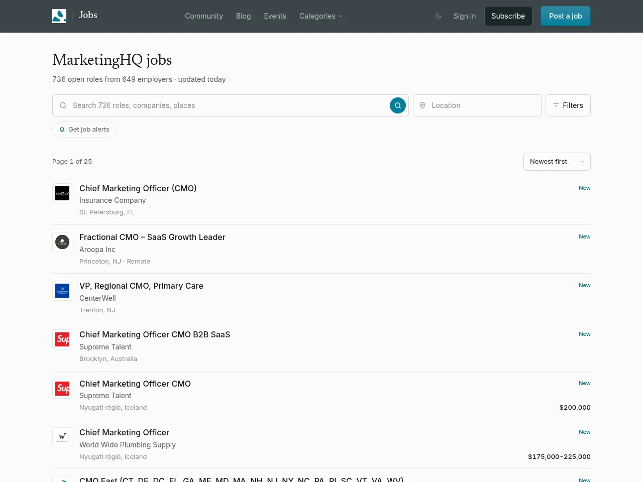 MarketingHQ screenshot MarketingHQ job board platform screenshot showing job search interface