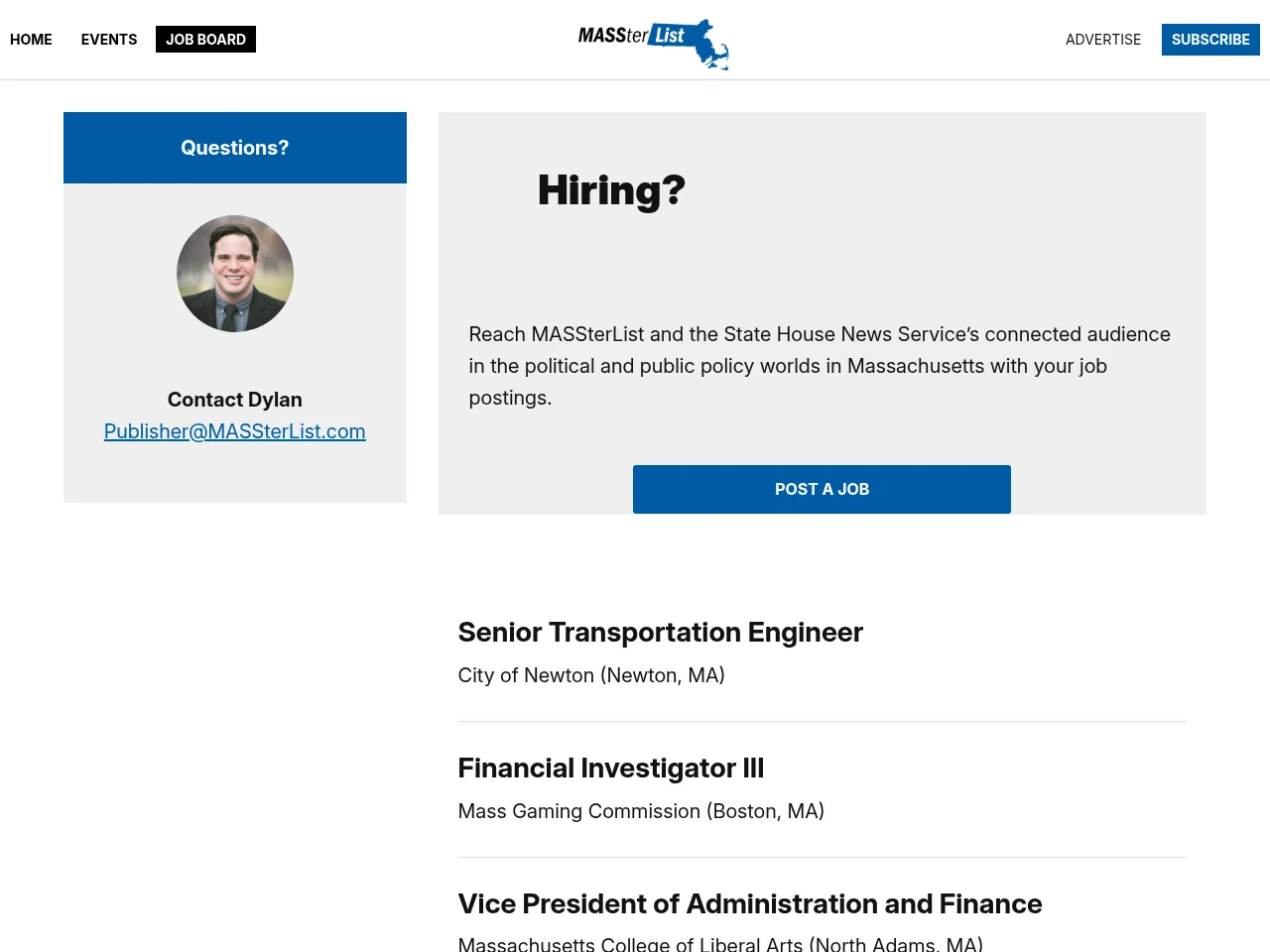 MASSterList Job Board screenshot MASSterList Job Board job board platform screenshot showing job search interface