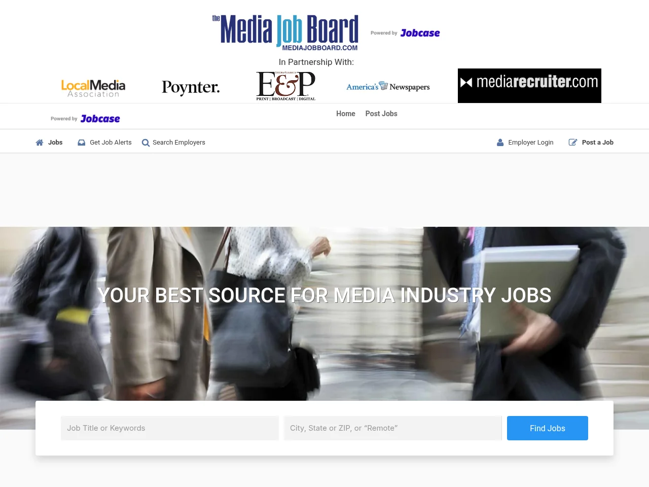 Media Job Board job board platform screenshot showing job search interface