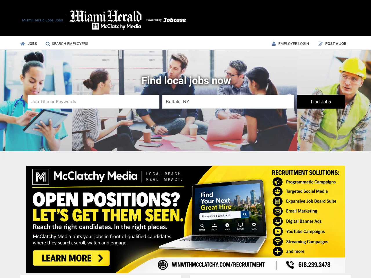 Miami Herald Jobs screenshot Miami Herald Jobs job board platform screenshot showing job search interface