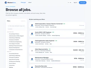 MissionHires AI Job Board screenshot preview