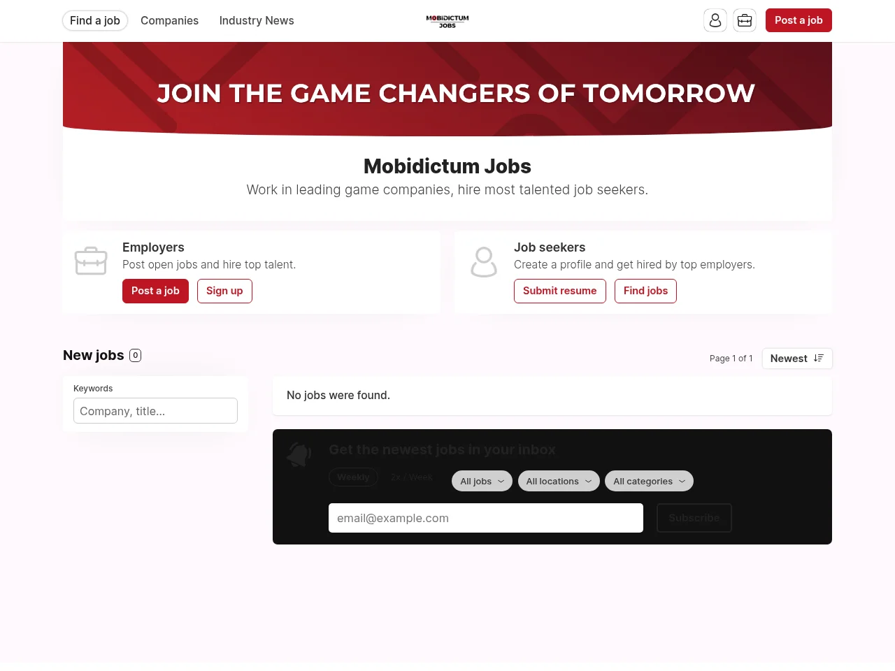 Mobidictum Jobs screenshot Mobidictum Jobs job board platform screenshot showing job search interface
