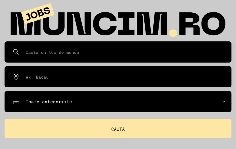 MUNCIM.RO job board platform screenshot showing job search interface
