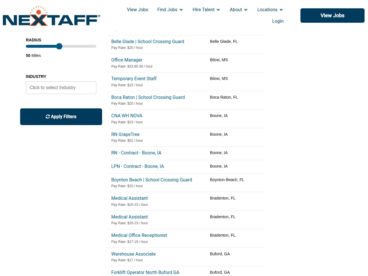Nextaff screenshot Nextaff job board platform screenshot showing job search interface