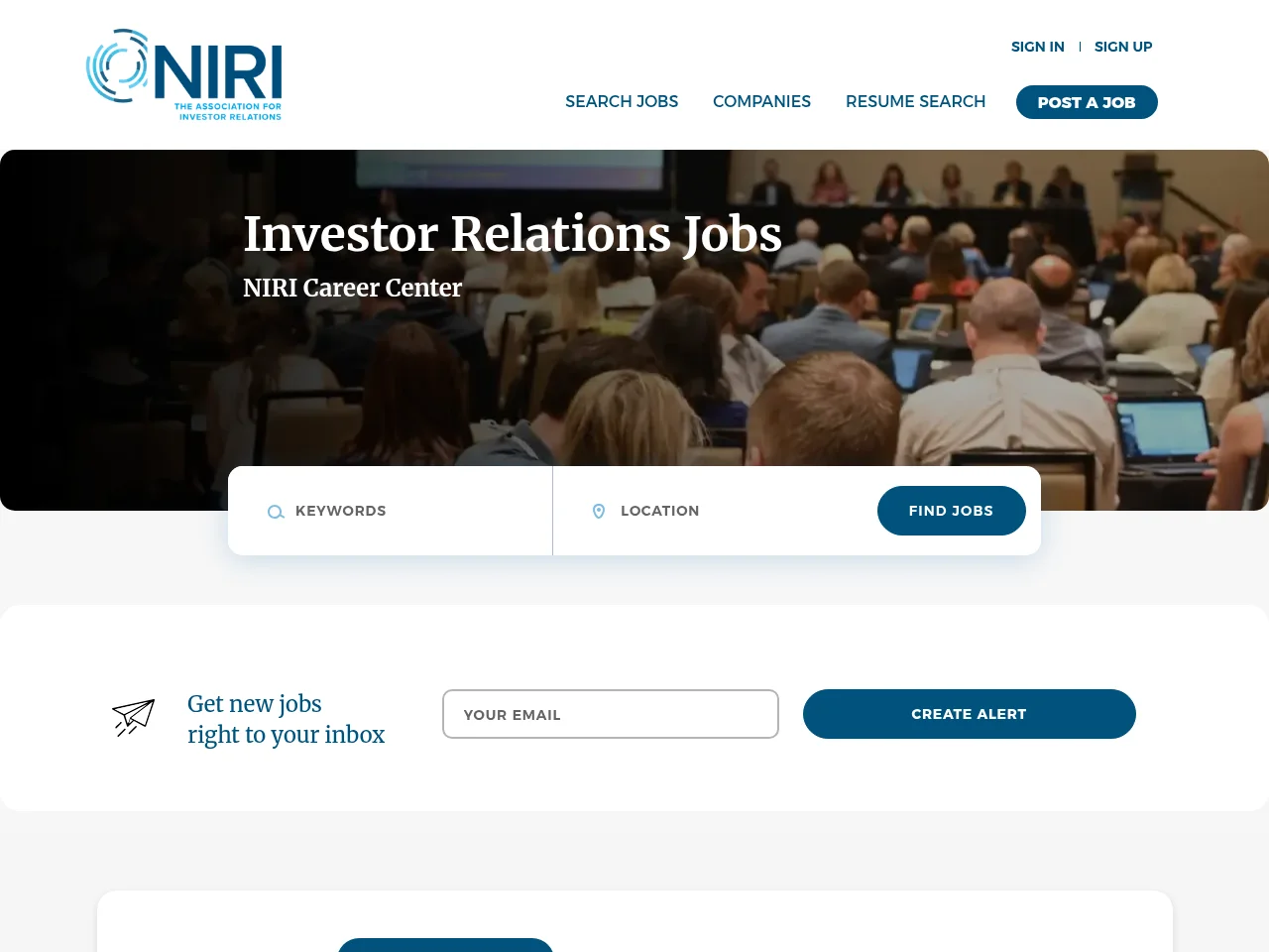 NIRI Career Center screenshot NIRI Career Center job board platform screenshot showing job search interface