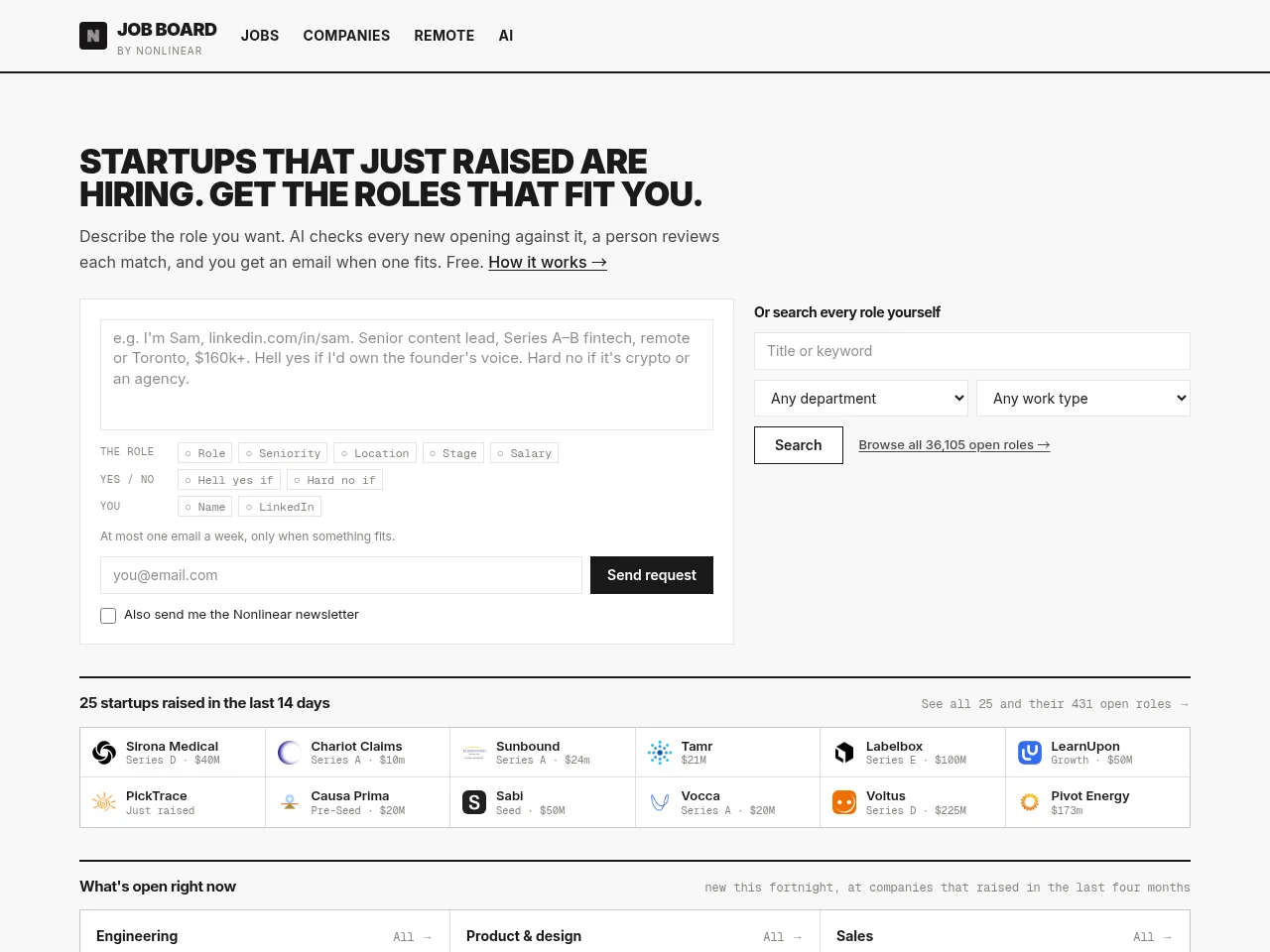 Nonlinear Jobs website screenshot
