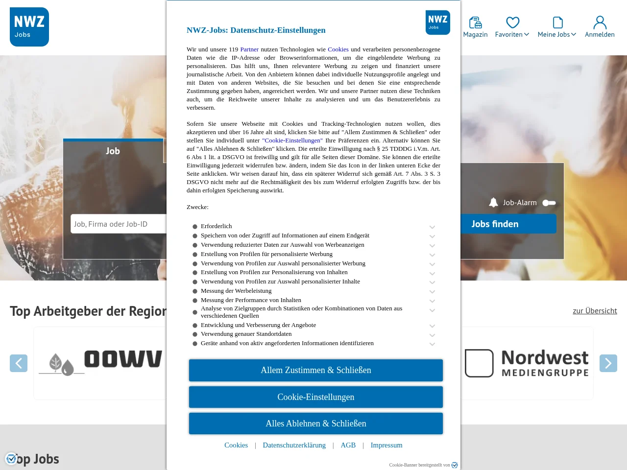jobs.nwzonline.de screenshot jobs.nwzonline.de job board platform screenshot showing job search interface