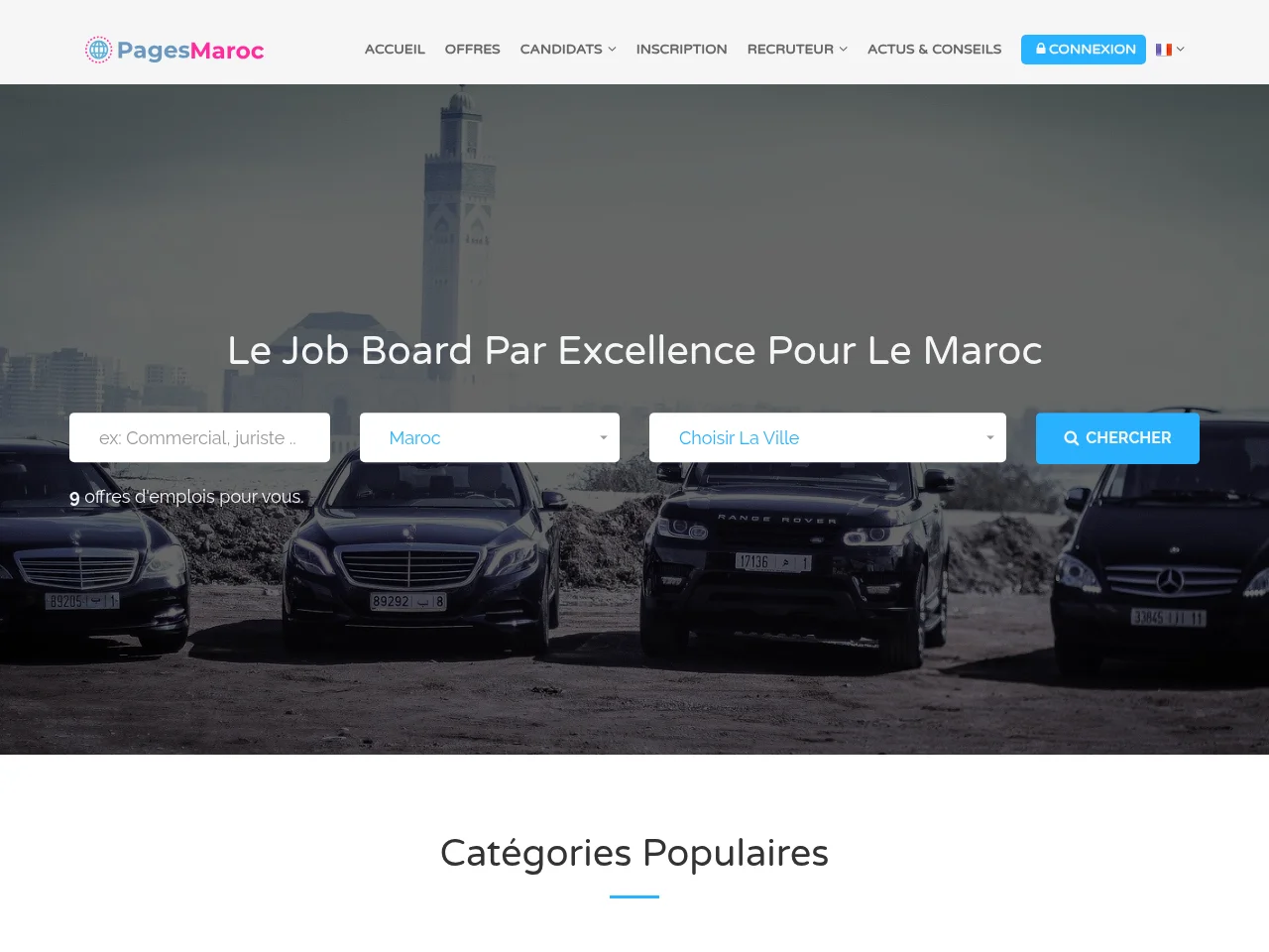 PagesMaroc Job job board platform screenshot showing job search interface