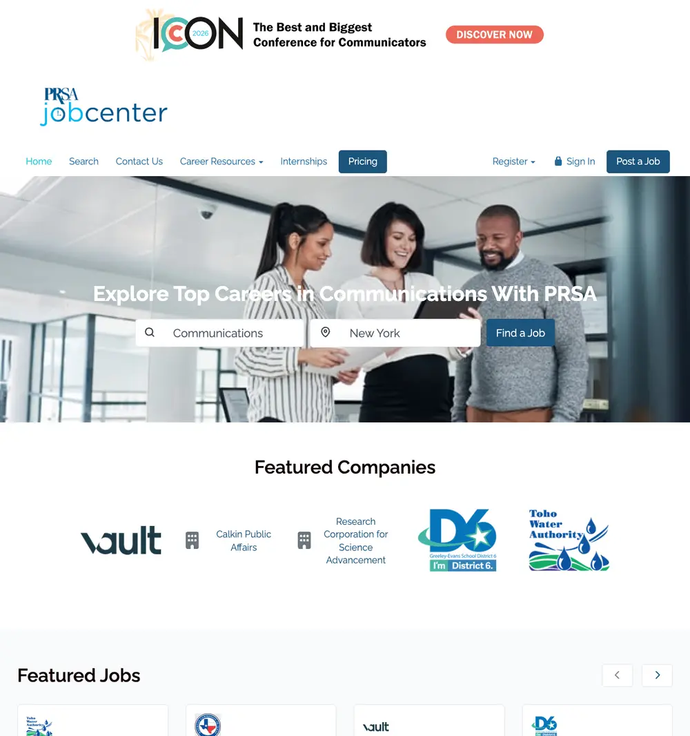 PRSA Job Board screenshot PRSA Job Board job board platform screenshot showing job search interface