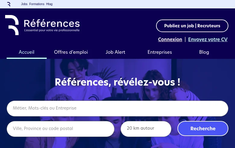 References.be job board platform screenshot showing job search interface
