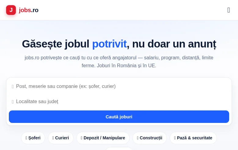 jobs.ro job board platform screenshot showing job search interface